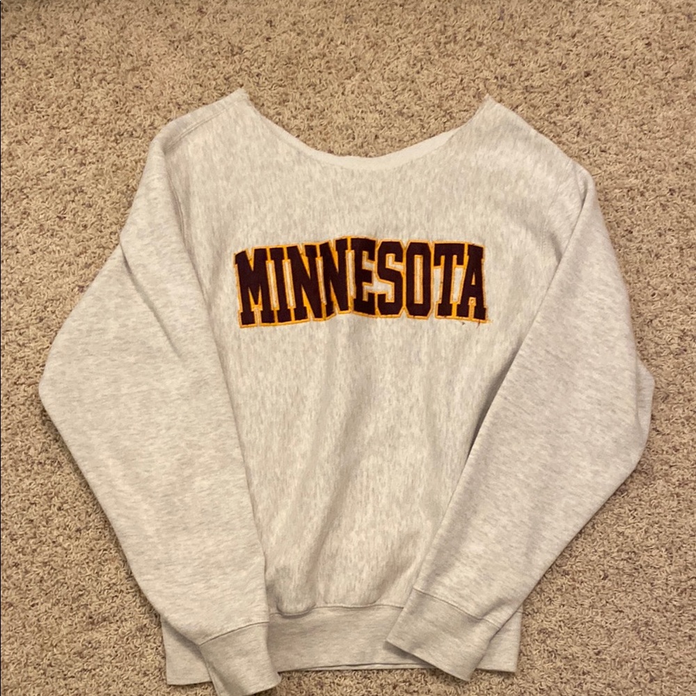 Minnesota Ash Gray Women's Sweater, neckline cut off for off the shoulder